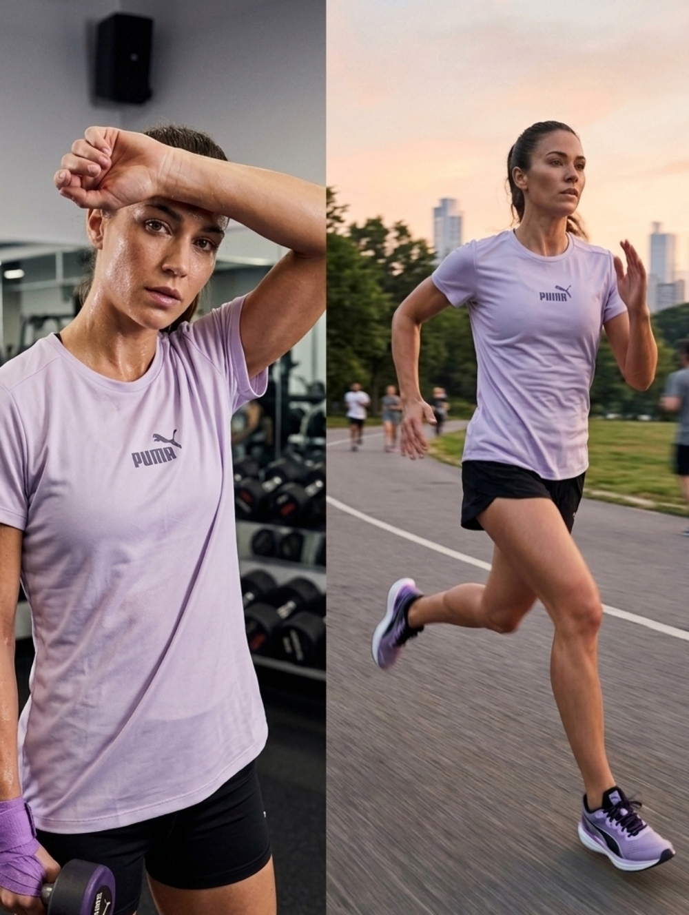 PUMA Women’s Stacked Texture Training Tee - Lila Frost - Size Large - NWT